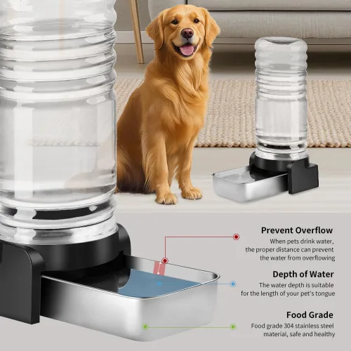 Miniatura 6 de Marchul - Dispensador de agua para gatos de 1 galón, comedero automático para perros con gravedad, dispensador de agua con 3 filtros, dispensador
