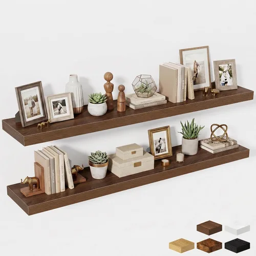 Miniatura 24 de Estantes flotantes de 48 pulgadas para pared, estante de chimenea de 10 pulgadas de profundidad, estantes flotantes de madera para pared, estantes