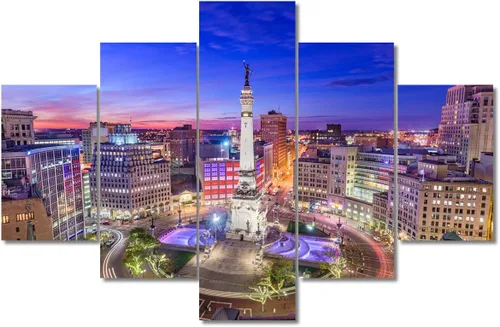 Miniatura 54 de TUMOVO Fotos en lienzo de Estados Unidos, Cincinnati, Ohio, Skyline at Dusk para tu sala de estar, impresiones de paisaje urbano de rascacielos