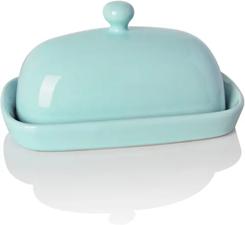 Miniatura 10 de Sweejar Mantequillera de cerámica con tapa para encimera, recipiente para mantequilla de porcelana con mango de perilla, recipiente para mantequilla