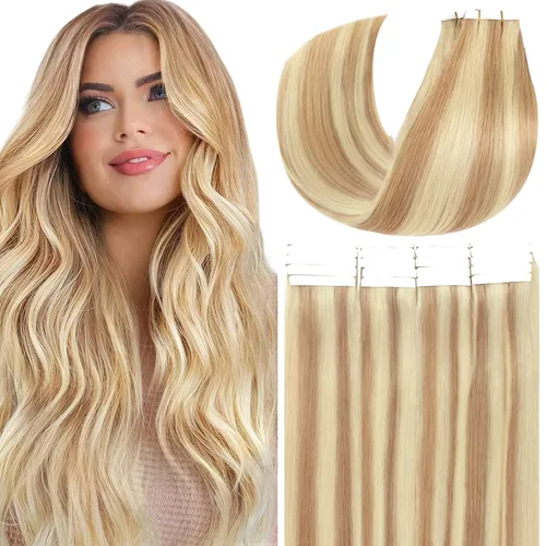 Miniatura 19 de Anrosa Extensiones de cabello humano real de 20 pulgadas, extensiones de cabello humano lacio de doble cara, color negro azabache, 1.76 oz, 20