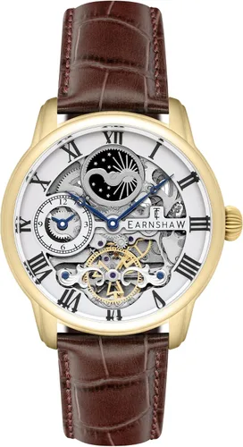 Miniatura 16 de Thomas Earnshaw Reloj automático de esqueleto de doble tiempo para hombre de 1.732 in con pulsera de acero inoxidable sólido ES-8006