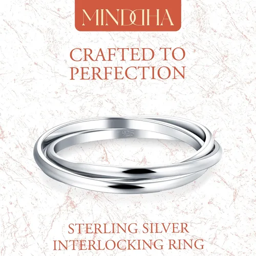 Miniatura 2 de MINDDHA Sterling Silver Interlocking Ring for Women - 925 Trinity Rolling Ring - Handmade Dainty Stackable Jewelry - Ideal Gift for Anniversary