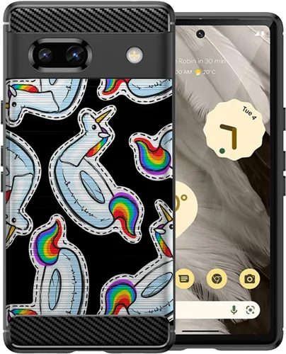 Miniatura 14 de CasesOnDeck Slim TPU Case Compatible with Google Pixel 7A (2023) / Pixel 7A Case [Flex Carbon] Cool Ultra Thin Slim Black TPU - Ouija Yes No