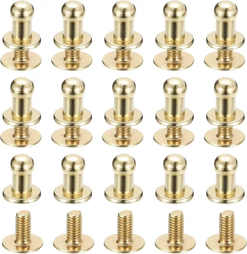 Miniatura 8 de uxcell Remaches de cabeza de bola de 0.157 pulgadas (0.157 in), tornillo trasero, paquete de 15 remaches de pezón de botón de cabeza redonda