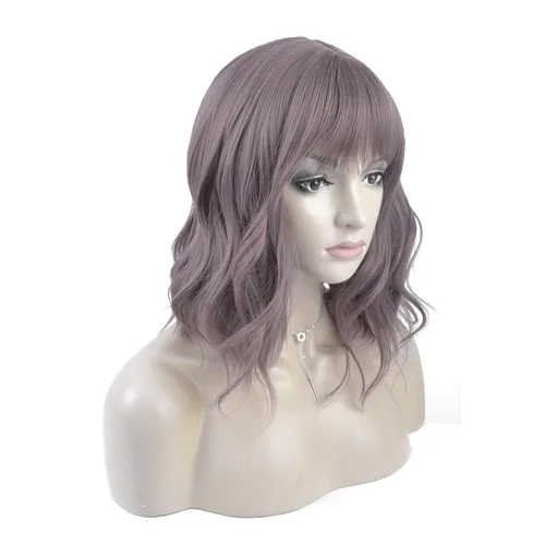Miniatura 3 de Pelucas onduladas con flequillo para mujeres y niñas, cabello ondulado sintético