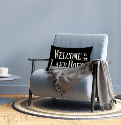 Miniatura 2 de Mancheng-zi Lake House - Funda de almohada decorativa de 12 x 20 pulgadas, almohada para exteriores, almohada de bienvenida Lake Life (negro)