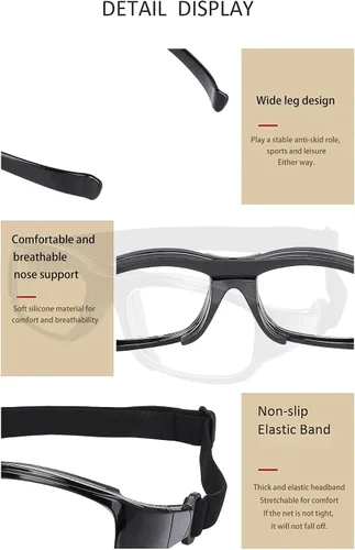 Miniatura 6 de SooGree Gafas Deportivas de Squash y Racquetball, Gafas de Baloncesto, Correa Ajustable, Resistente al Impacto