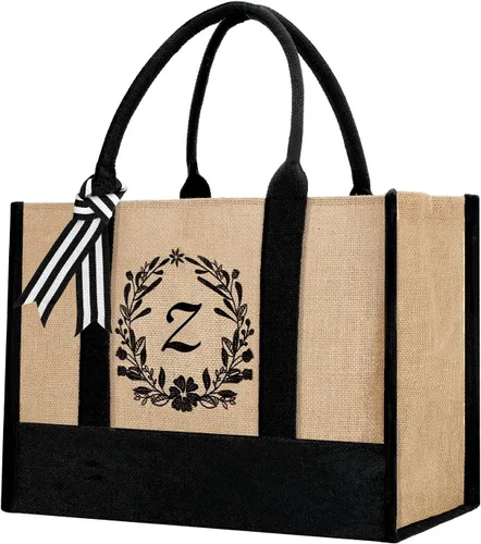 Miniatura 62 de Bolsa de mano personalizada de yute para mujeres, regalos para el día de la madre, regalo de Navidad de cumpleaños para mujeres y amigas