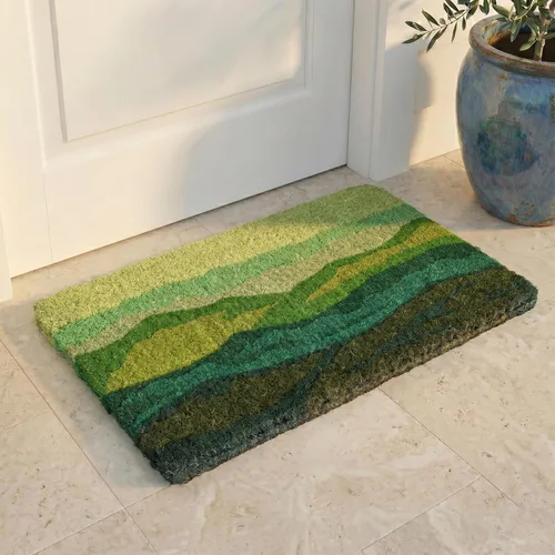 Miniatura 88 de Fab Habitat Felpudo extra grueso, tejido a mano, duradero, fibra de coco natural, entrada, puerta delantera, porche, patio, pájaros en rama, gris