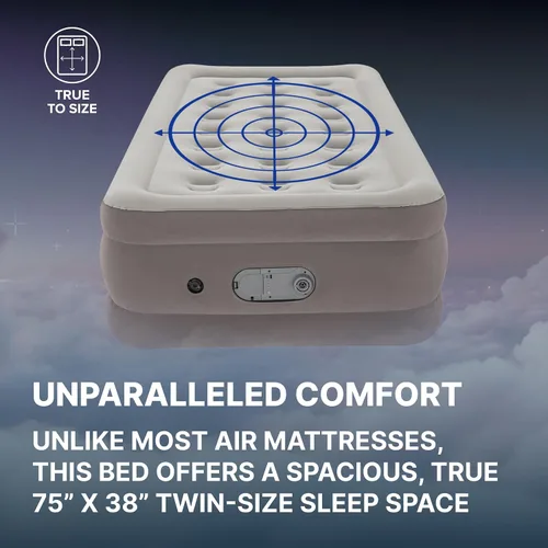Miniatura 4 de SLEEPLUX Dream - Colchón de aire individual de lujo, bomba dual integrada, se mantiene inflado toda la noche, colchón inflable de doble altura de 18