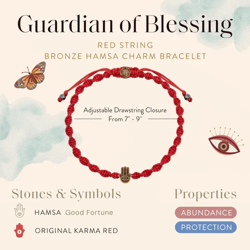 Miniatura 2 de KARMA AND LUCK Guardian of Blessing, pulsera de bronce de cuerda roja para hombre, hecha a mano en Bali para protección, tamaño ajustable