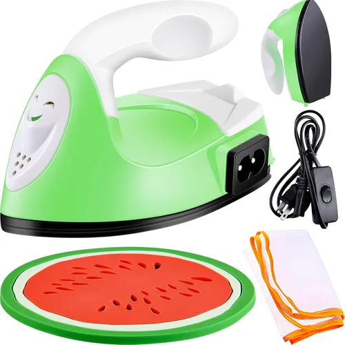 Honoson Mini plancha para manualidades, pequeña máquina de transferencia de calor portátil con tela de malla, almohadilla de tela de silicona, Verde