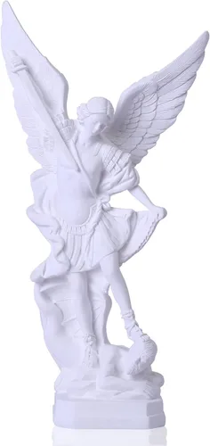 Miniatura 9 de QIANLING Estatua de San Miguel Arcangel de 12.5 pulgadas, estatua de San Miguel en resina bronceada, figuras de la colección de San Miguel Arcángel