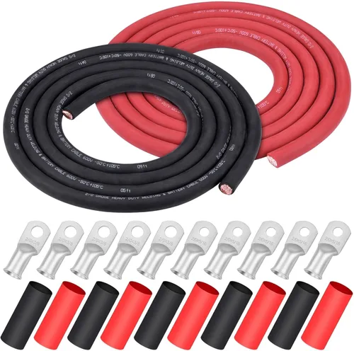 Miniatura 20 de Cable de Soldadura Calibre 1/0, iGreely 1/0 AWG Cables de Soldadura de Batería de Cobre Puro para Generador Solar Automático, 5 piezas de 5/16" y 5