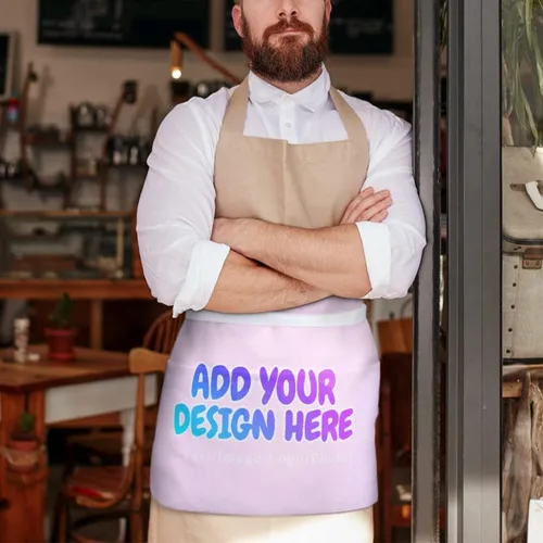 Miniatura 269 de AXKEUDO Delantal personalizado con bolsillos, delantales de cintura para camarera para cocinar en casa, restaurante, servir trabajo