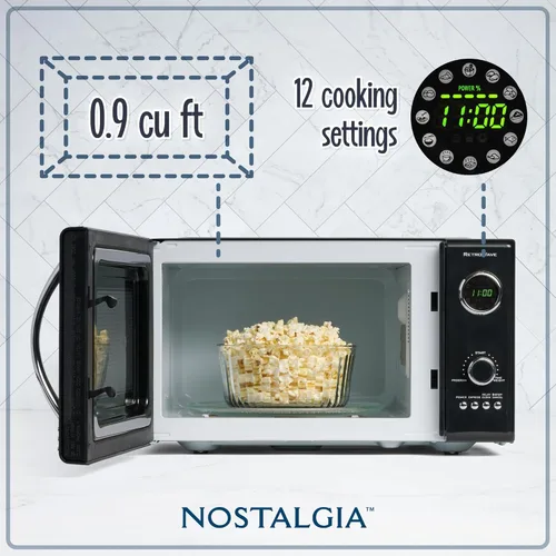 Miniatura 3 de Nostalgia Horno microondas retro para encimera, grande de 800 W, 0.9 pies cúbicos y limpiador de bote Eureka 3670M, aspiradora ligera y potente