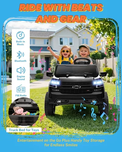 Miniatura 4 de ENYOPRO - Vehículo de 24 V con licencia Chevrolet Silverado LT Trail Boss de 2 plazas para niños, automóvil eléctrico con control remoto, cinturón
