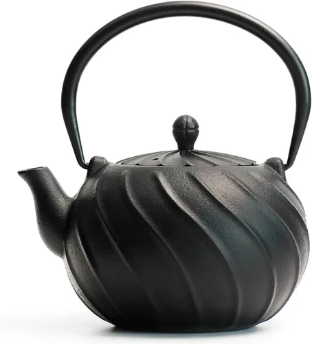 Miniatura 11 de Tetera, tetera japonesa de hierro fundido TOPTIER con infusor para hojas sueltas y bolsitas de té, tetera de hierro fundido segura para estufa Blanco