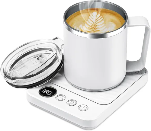 Miniatura 11 de Calentador de Taza de Café y Juego de Taza para Escritorio, Calentador Eléctrico de Taza de Café con Taza Calentada de 16oz, Calentador de Café