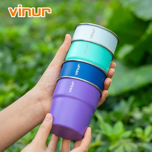 Miniatura 6 de VINUR Vasos Tumbler de Acero Inoxidable de 8 oz, Vasos de Metal Apilables para Beber para Viajes, Campamento, Exteriores, Paquete de 4