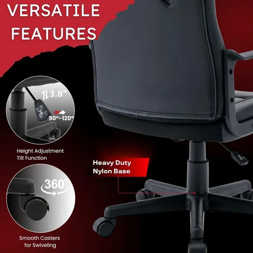 Miniatura 8 de Silla ergonómica de videojuegos para computadora, oficina en casa, carreras, escritorio ejecutivo de video, de piel sintética, para adultos
