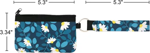 Miniatura 5 de CalorMixs Estuche de identificación para mujer, con cremallera, tarjetero, bolsillo, llavero, monedero, estampado de vaca, girasoles, Flor