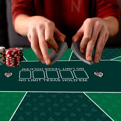 Miniatura 2 de Tapete de póquer impermeable con 4 posavasos, tapete de juego de casino antideslizante de 47 x 24 pulgadas para Texas Holdem, cubierta de mesa