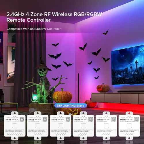 Miniatura 6 de BTF-LIGHTING RB3 2.4G Mando a distancia inalámbrico táctil RF para tira de luces LED RGB RGBW de persecución SPI, control de 4 zonas compatible