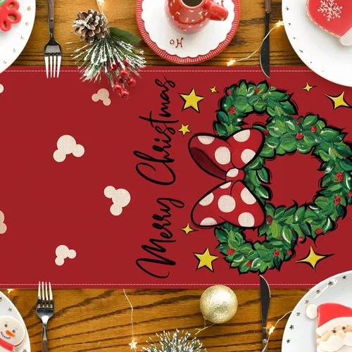 Miniatura 4 de Seliem Corona Navideña con Guirnalda de Mesa, Arco de Puntitos Rojos de Navidad, Decoración de Mesa de Cocina y Comedor, Decoración Navideña