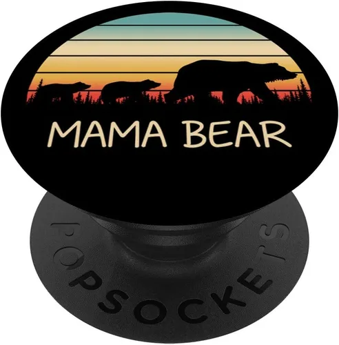 Oso de mamá con 2 cubs Pop Socket Vintage Retro Día de la Madre – PopSockets Grip y soporte para teléfonos y tabletas