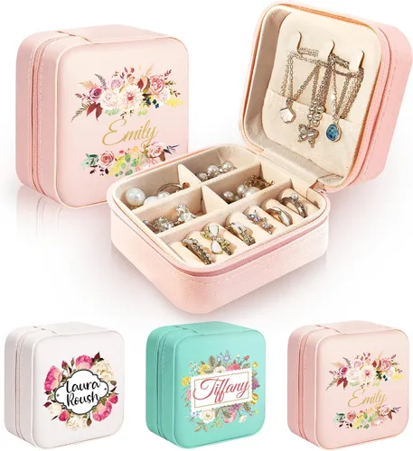 Caja de Joyería Caramel Sweet Life Organizador de Joyas Personalizado Regalos para Mamá Pequeño Estuche de Joyería de Viaje con Diseño de Roseta