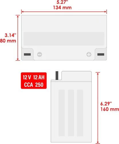 Miniatura 2 de Caltric Yb12Al-A2 Batería Agm compatible con Kawasaki Ninja Zx-7 Zx7 Zx750-H Zx750H 1990