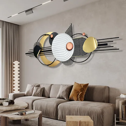 Miniatura 10 de ERMOFAV Decoración de Pared, Arte de Pared Geométrico Circular de Metal Moderno y Creativo, 59x24 Pulgadas Grandes Esculturas de Pared de Metal