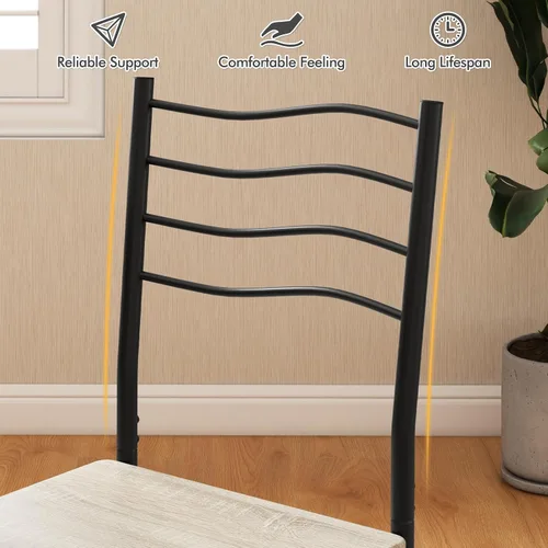 Miniatura 4 de Giantex Moderno juego de mesa de comedor de 5 piezas para 4 sillas, muebles de cocina de metal y desayuno (madera de haya)