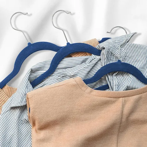 Miniatura 6 de Casafield 50 perchas de terciopelo para niños, tamaño de 14 pulgadas para ropa infantil, color azul rey Azul real