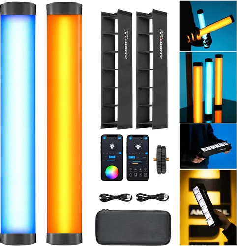 Miniatura 11 de AMBITFUL Varita de luz LED RGB A2 - Barra de luz magnética de video a todo color, luz de tubo de mano con 29 efectos, 2500-8500K, 2500mAh, CRI 95+