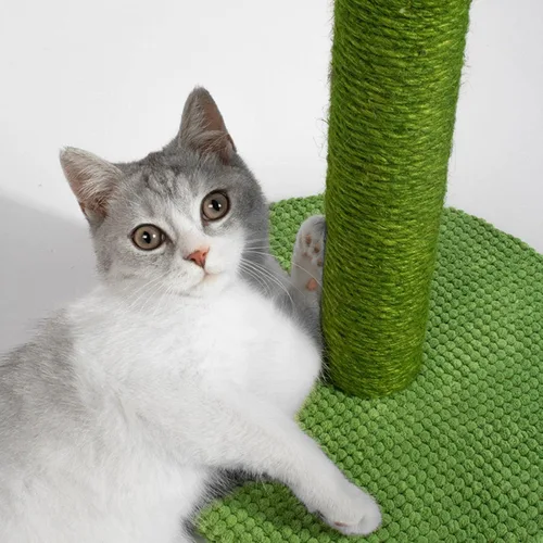 Miniatura 2 de Poste rascador para gatos estilo cactus mexicano, rascador de cactus de 23 pulgadas de alto con cuerda de sisal natural, poste rascador vertical