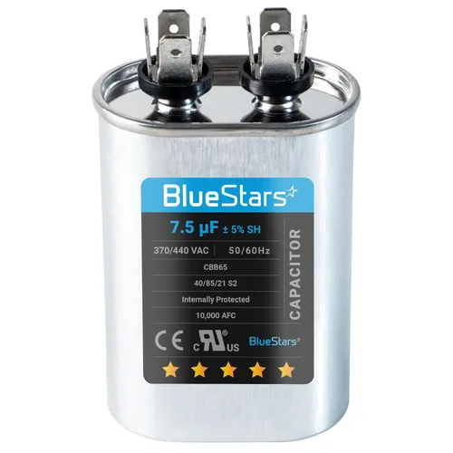 Miniatura 37 de [Listado UL] BlueStars 10 uF ± 5% MFD 370/440V CBB65 CBB65A Pieza de Repuesto de Capacitor de Arranque y Funcionamiento Ovalado - Capacitores