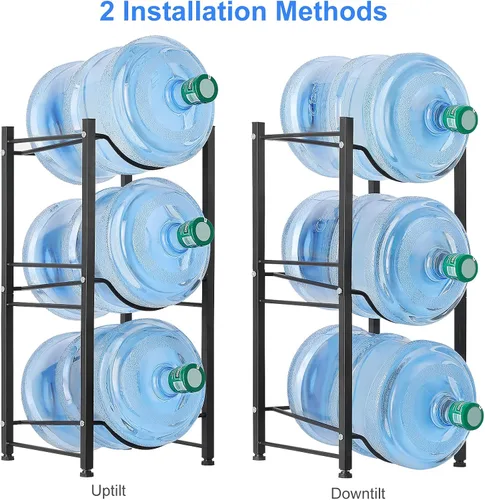 Miniatura 2 de MOOACE Estante para jarra de agua de 3 niveles, soporte desmontable para botella de agua de 5 galones para cocina, oficina, hogar, color negro