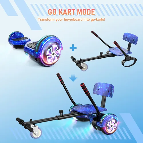 Miniatura 4 de LIEAGLE Hoverboard - Patineta autoequilibrante de 16.5 cm, 6.5 pulgadas, con ruedas Bluetooth, luces LED, para niños y adultos B03-Azul con kart