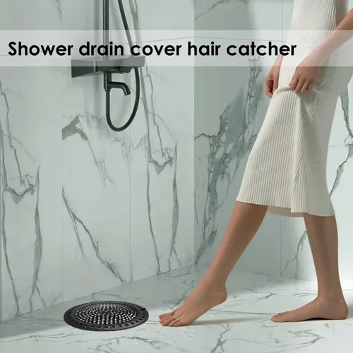 Miniatura 5 de Huntonry Atrapador de Pelo para Ducha y Bañera, Protector de Drenaje para Bañera y Lavabo, Plano y Redondo, Negro