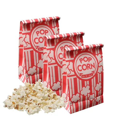Bolsas de palomitas de maíz, bolsas de papel para palomitas de maíz con parte inferior plana de 2 onzas para la familia, noche de cine, béisbol,
