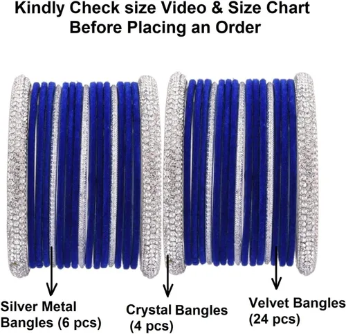 Miniatura 5 de Efulgenz Indian Wedding Bangles Set Crystal CZ Rhinestone Velvet Bridal Bangle Set Bracelet Fashion Jewelry For Women