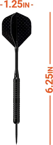 Miniatura 7 de Franklin Sports Juego de dardos con punta de acero, listo para sala de juegos con vuelos estándar, vuelos delgados, eje de nailon y aluminio