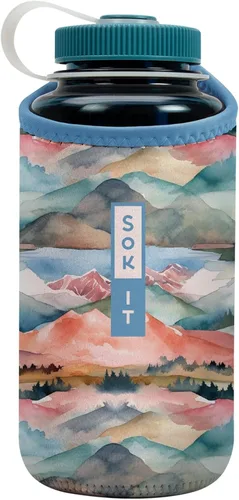 Miniatura 184 de Sok It BotlSok Funda para botella de agua con cubierta de neopreno aislante (Floral abstracto, se ajusta a CamelBak o Nalgene de 12 onzas)