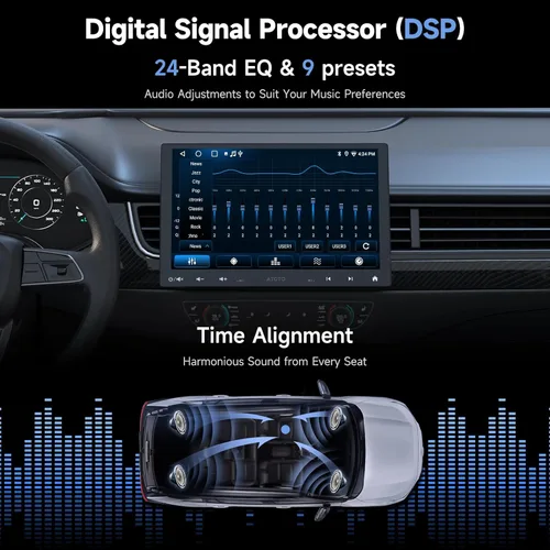 Miniatura 5 de A5L - Estéreo de coche doble DIN y DIN individual de 10 pulgadas, pantalla táctil QLED flotante, Carplay inalámbrico y Android Auto, conexión