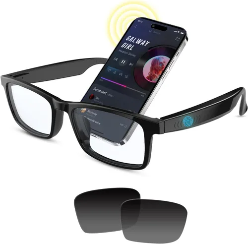 Lentes inteligentes para mujeres y hombres, gafas de luz azul Bluetooth con lentes de sol polarizadas UV400 adicionales, compatibles con