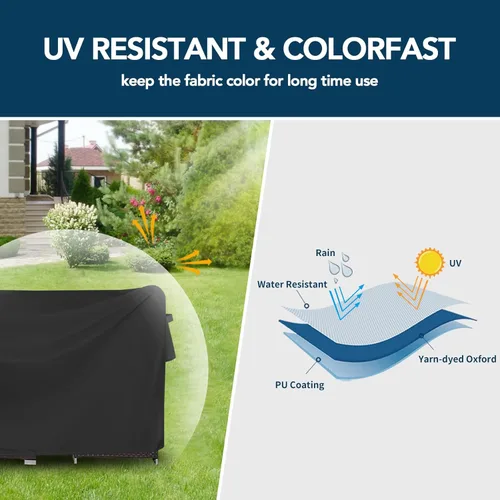 Miniatura 3 de Easy-Going Funda rectangular para muebles de patio, impermeable, para mesa de comedor y silla, anti-UV, juego de fundas de sofá seccional exterior