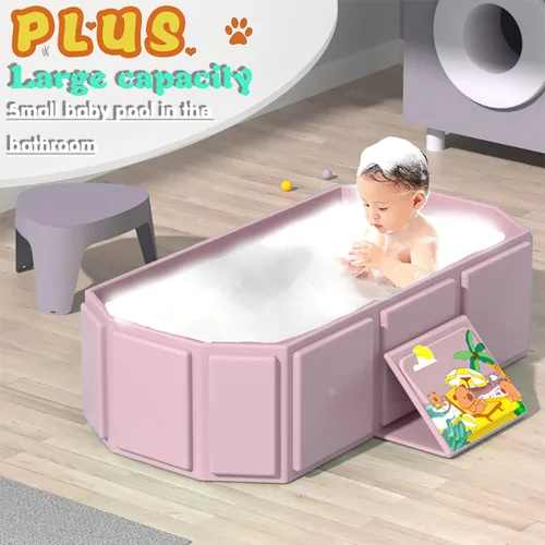 Miniatura 2 de Bañera plegable para bebés, bandeja de ducha antideslizante portátil para niños, bañera para niños pequeños con tapón de drenaje, piscina de agua